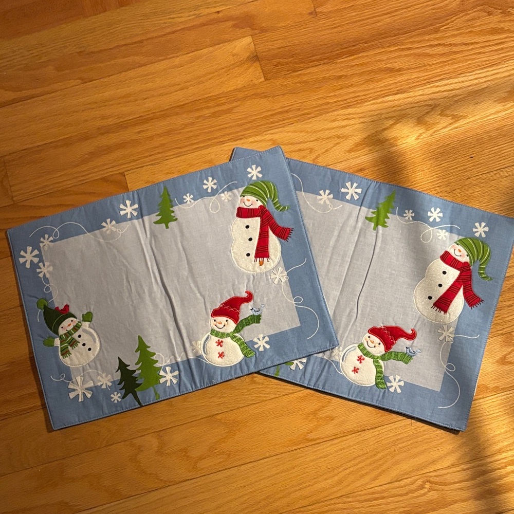St. Nicholas Square Blue Snowman Placemats